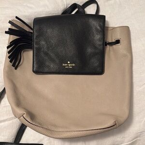 Kate Spade Black and Tan Leather Backpack